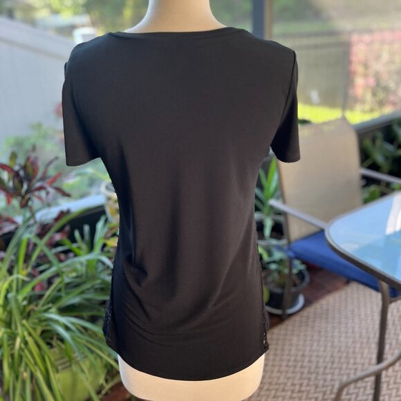 Express Lace Accented Blouse on Shoulder and Side Hem Black Size S/P.‎ - Picture 4 of 6